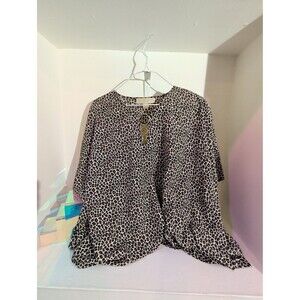 NWT MICHAEL Michael Kors Leopard Print Poncho Top Animal Print Gold Hardware